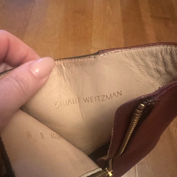 Stuart Weitzman woman’s booties size 8 brown/oxblood coneheel half leather/suede - Picture 6 of 9